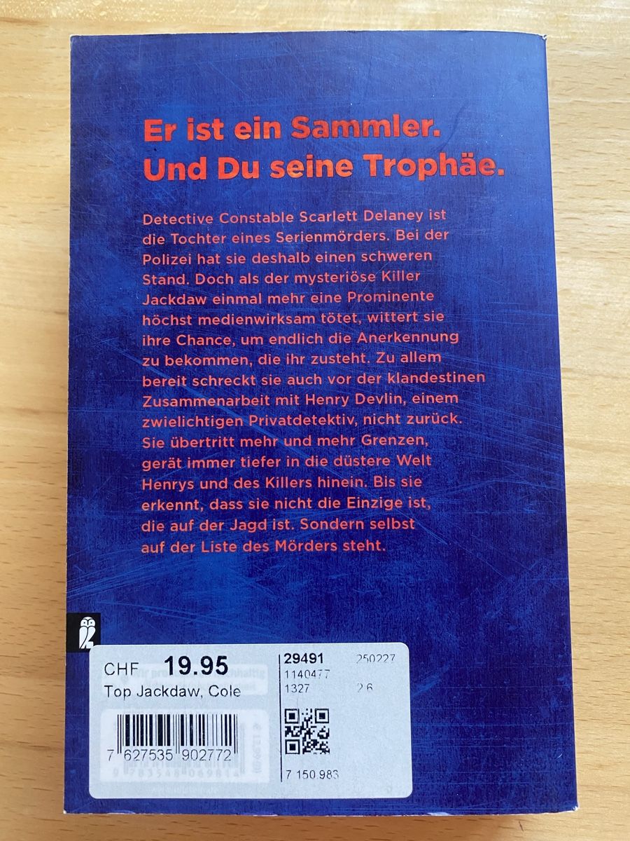 Livres: Jackdaw - Daniel Cole (Thriller) – D'occasion à Schwarzenburg par Michellu 1