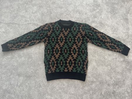 Herren Pullover gemustert schwarz grün braun neuwertig (GR L