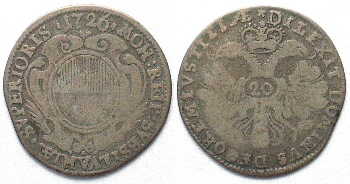 Tutti le monete: OBWALDEN 20 Kreuzer 1726 Silber – Usato da Riehen venduto da sesambestcoins2004