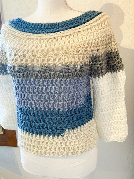 Pulls & Sweat-shirts: Gehäkelte Topdown Pullover Pulli weiss bunt – Neuf (Voir description) à Carabbia par katiamandelli 5