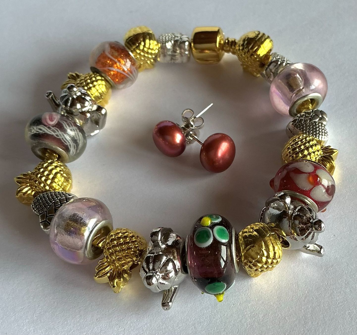Sonstiger Schmuck: 100% ECHTE PERLENOHRRINGE UND ARMBAND BEADS MURANO STYLE – Neu und originalverpackt aus Berg TG von magginello 3