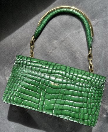 👜🐊 Max Mara Croc Embossed Leather Handle Bag