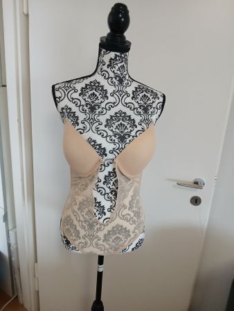 Damen Body Neckholder transparent Spitze Gr.XL beige