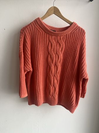 H&M Damen Oversize Strickpullover – Koralle – Grösse S