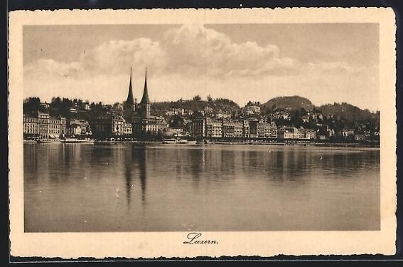 Ansichtskarten: AK Luzern, Uferpartie mit Kirche, 1913 – Gebraucht aus Berlin von bartko-reher