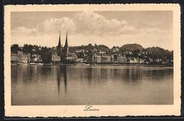 AK Luzern, Uferpartie mit Kirche, 1913