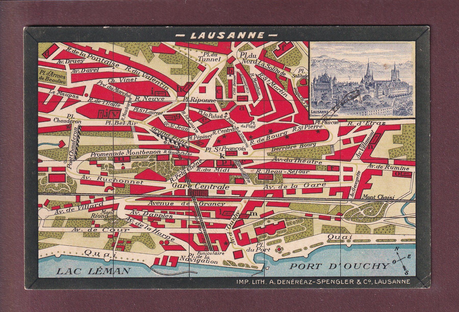 Cartoline postali: Plan de LAUSANNE - Légende au dos - 1912 // pli // – Usato da Pully venduto da nicecards