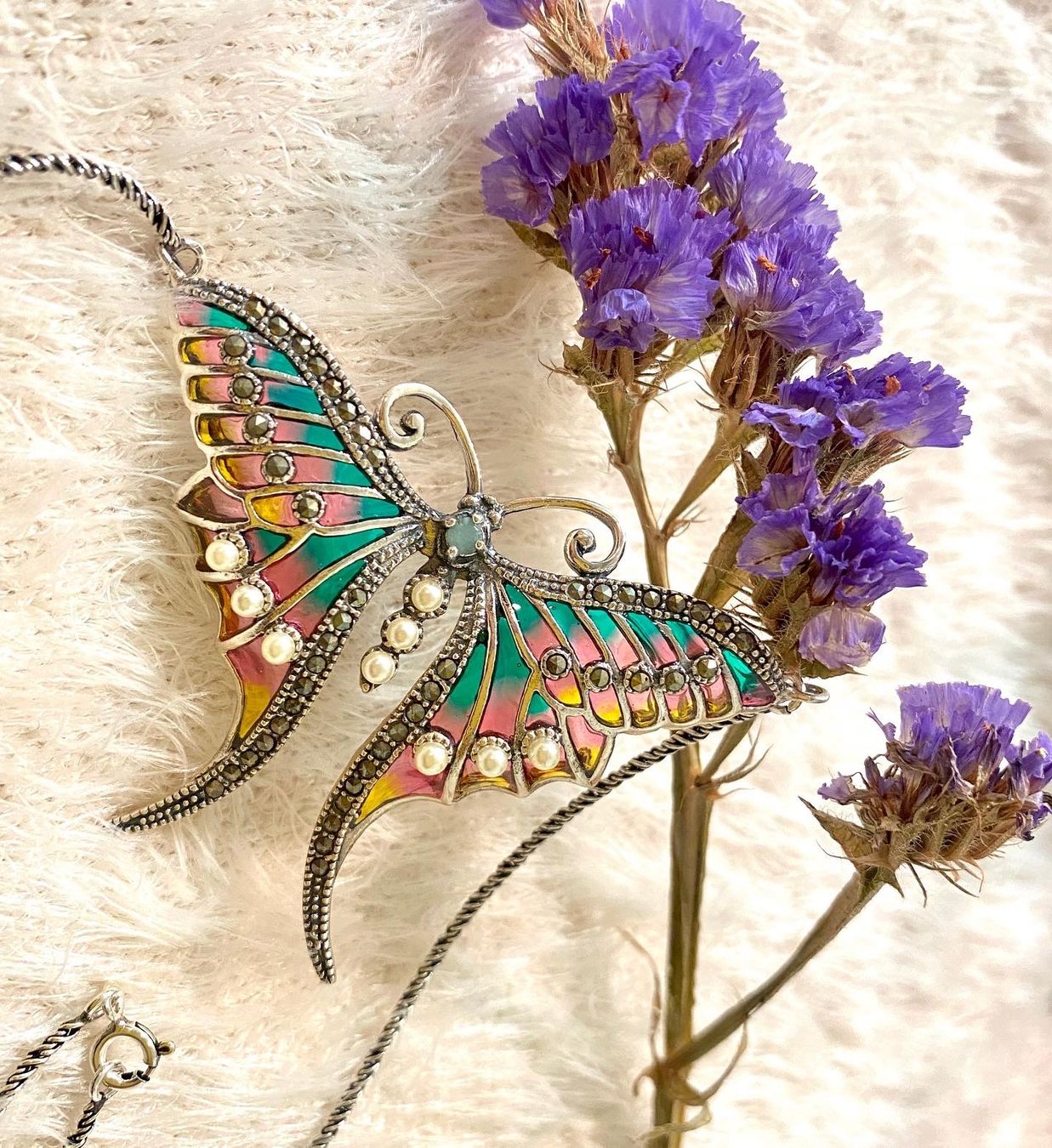Ketten: Halskette Libelle 925 Sterling Silver mit Smaragd – Neu (gemäss Beschreibung) aus Zürich von LIBELLA13
