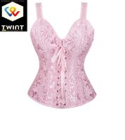 📌 NEU Sexy Rosa Brokatkorsett S M L XL XXL