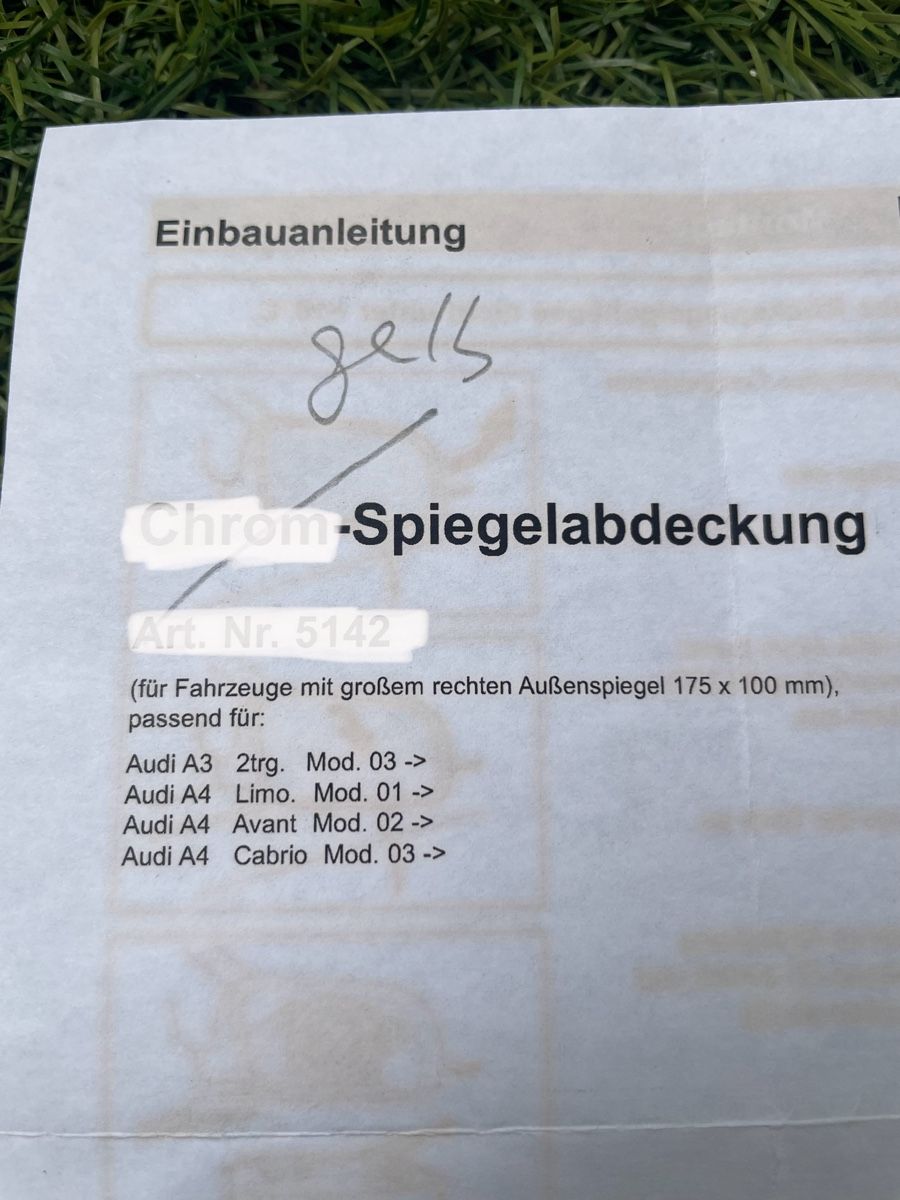 Audi Alle Autoersatzteile: Audi Spiegelabdeckung Imolagelb – Gebraucht aus Bühler von Haldengais 6
