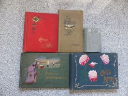 5 Postkarten-Alben Jugendstil-Präge,Litho,Künstler,leer!