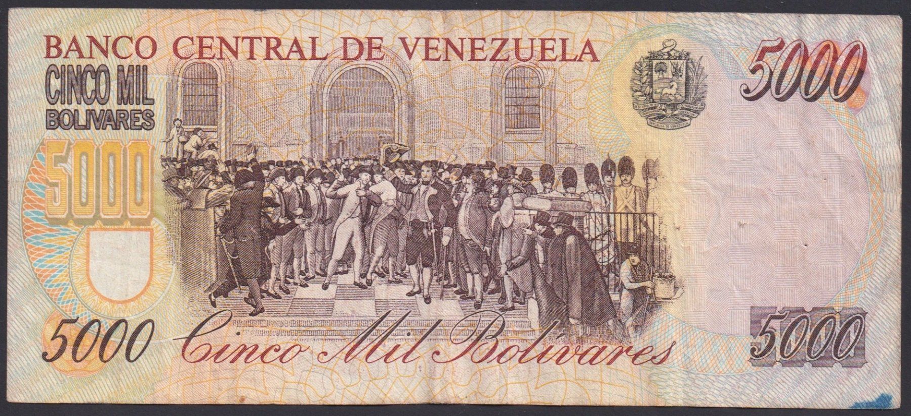 Banconote: Venezuela 5000 Bolivares 1998 – Usato da Brugg AG venduto da banknoten_muesli 1