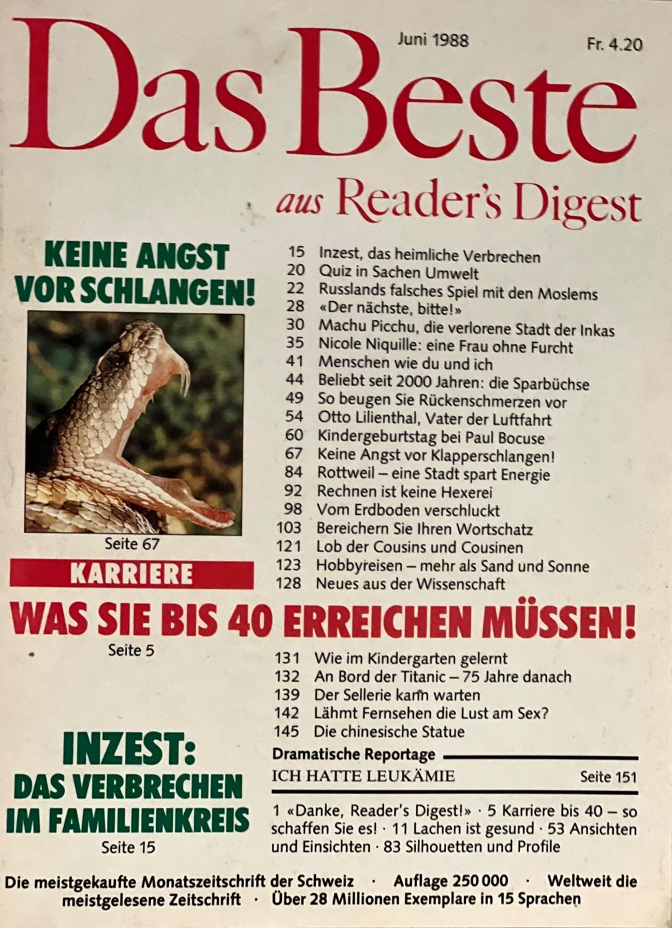 Riviste & Magazine: Reader's Digest DAS BESTE Juni-Dezember 1988 – Usato da Winterthur venduto da Buchecke_54 1