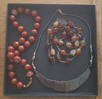 Schmuckset Damen 3 Halsketten Achate Jaspis Hämatit Konvolut