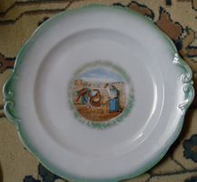 grosser Teller mit Ernteszene, Vintage, Sammlerstück