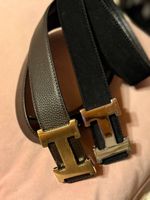Gürtel Hermes H-Schnalle Leder braun Gold