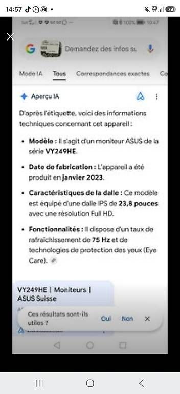 Monitor: Écran ASUS 23.8 pouces – Usato da Payerne venduto da Carol_bm 1