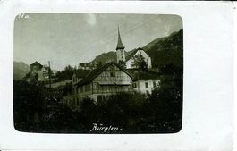 Bürglen UR Riegelhaus + Kirche ca. 1920  sehr gut erhalten