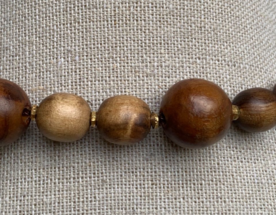 Ketten: Superbe collier en PERLES DE BOIS boules dorées intercalées – Neu (gemäss Beschreibung) aus Martigny von only__you 2