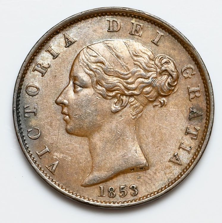Rare GRAN BRETAGNA. Queen Victoria, mezzo penny rame, 1853, (Gebraucht ...