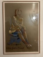 Pastellzeichnung Sitzende Frau, gerahmt
