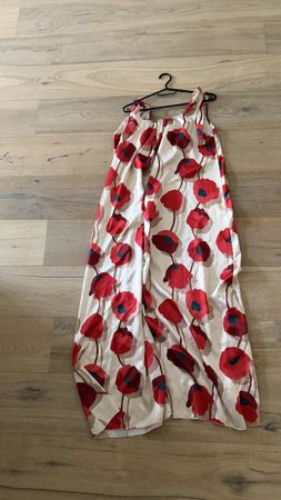 Maxi Dress floral print red poppies sleeveless size L