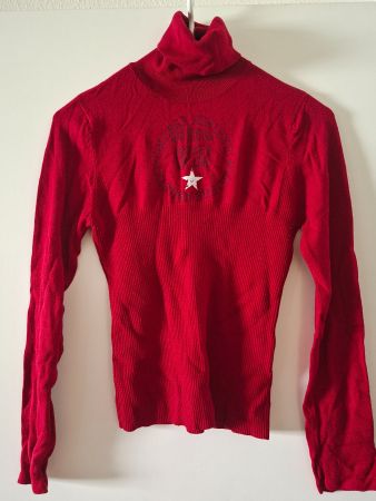 Damen Rollkragenpullover rot Grösse M mit Aufdruck