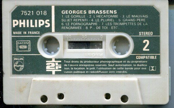 Musicassette: CASSETTE GEORGES BRASSENS - CHANSONS – Usato da PORRENTRTUY venduto da RABAIS_SPORT 2