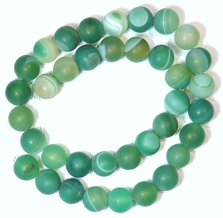 1 Strang echte,natürliche.grüne,matte Achat Perlen 10 mm (Neu (gemäss ...