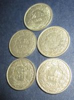 5 x 0.50 Rappen Stücke Silber