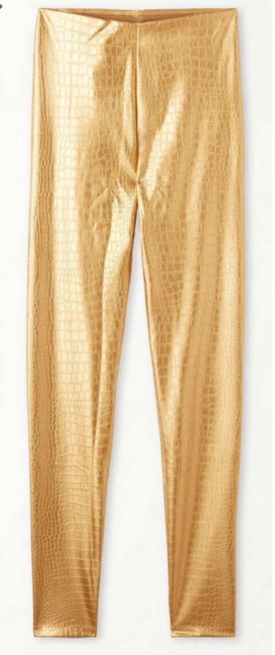 Leggings: cooles goldfarbene Leggins Gr. S Ledermuster – Nuovo e nell'imballaggio originale da Zürich venduto da ZH-Vintage