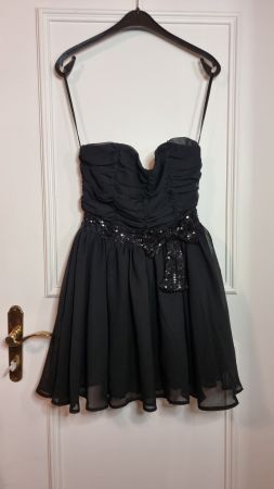 Schwarzes Cocktailkleid mit Pailletten Gr. 36