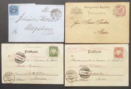 BAYERN: 4 Poststücke aus 1864–1901