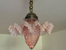 Hängelampe rosa Glas Art Déco Stil