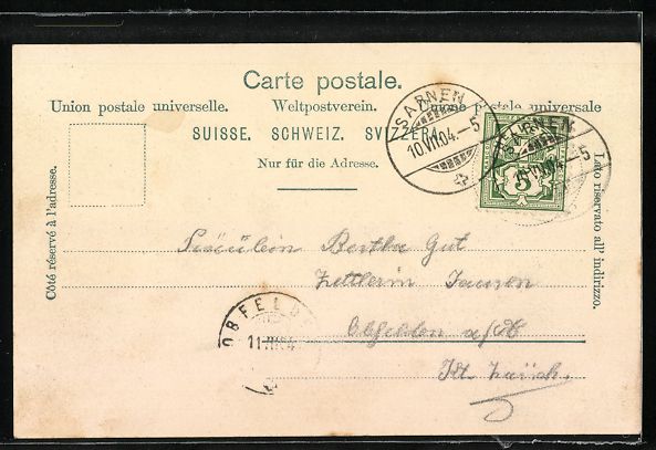 Ansichtskarten: AK Sarnen, Blick auf den Ort, 1904 – Gebraucht aus Berlin von bartko-reher 1