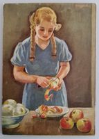 Bundesfeierpostkarte Nr.59d - 1934 - Mädchen schält Apfel