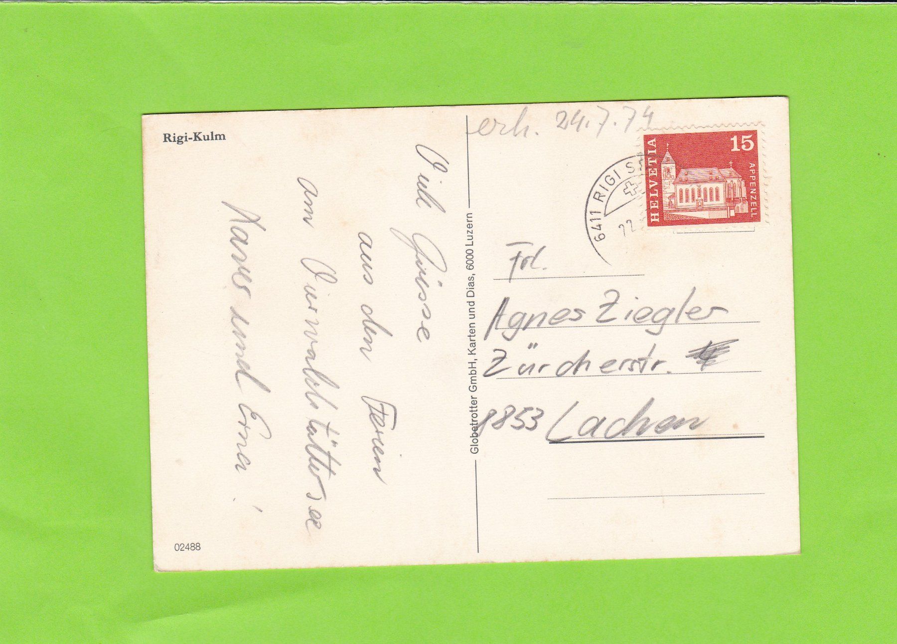 Cartoline postali: Rigi-Kulm – Usato da St. Peterzell venduto da neckertal 1