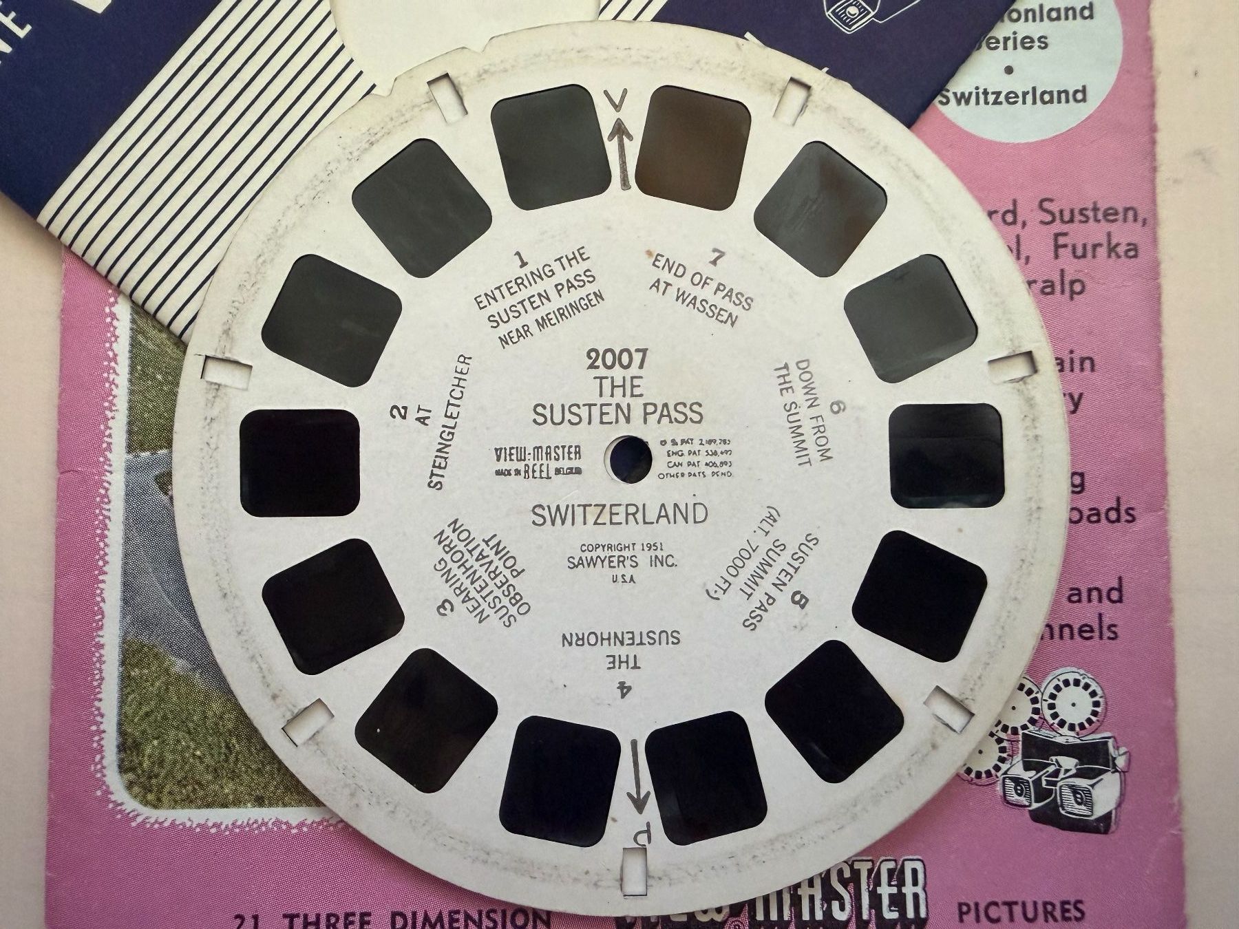 View-master Giocattoli: View-Master 3D: Nr. 2007, 2008, 2052 SWISS ALPINE PASSES – Usato da Tegerfelden venduto da siebenmacky 3