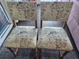 Stuhl Set 3 Stueck mit Stoffbezug und Holzrahmen