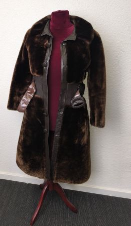Vintage-Pelz-Leder-Mix-Mantel