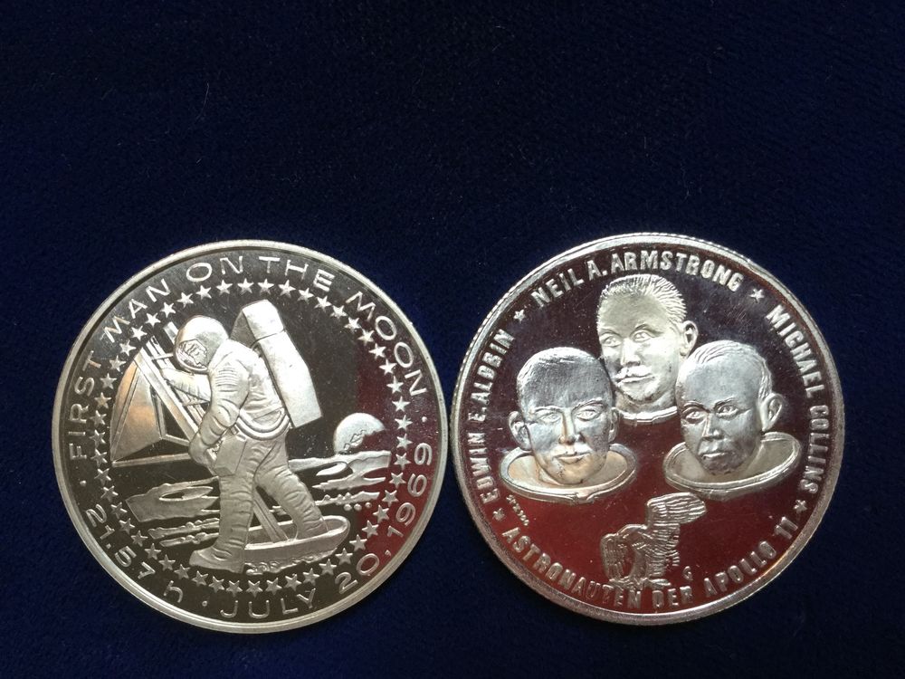 silber-medaille-apollo-11-mondlandung-1-mann-auf-dem-mond-neu-gem-ss