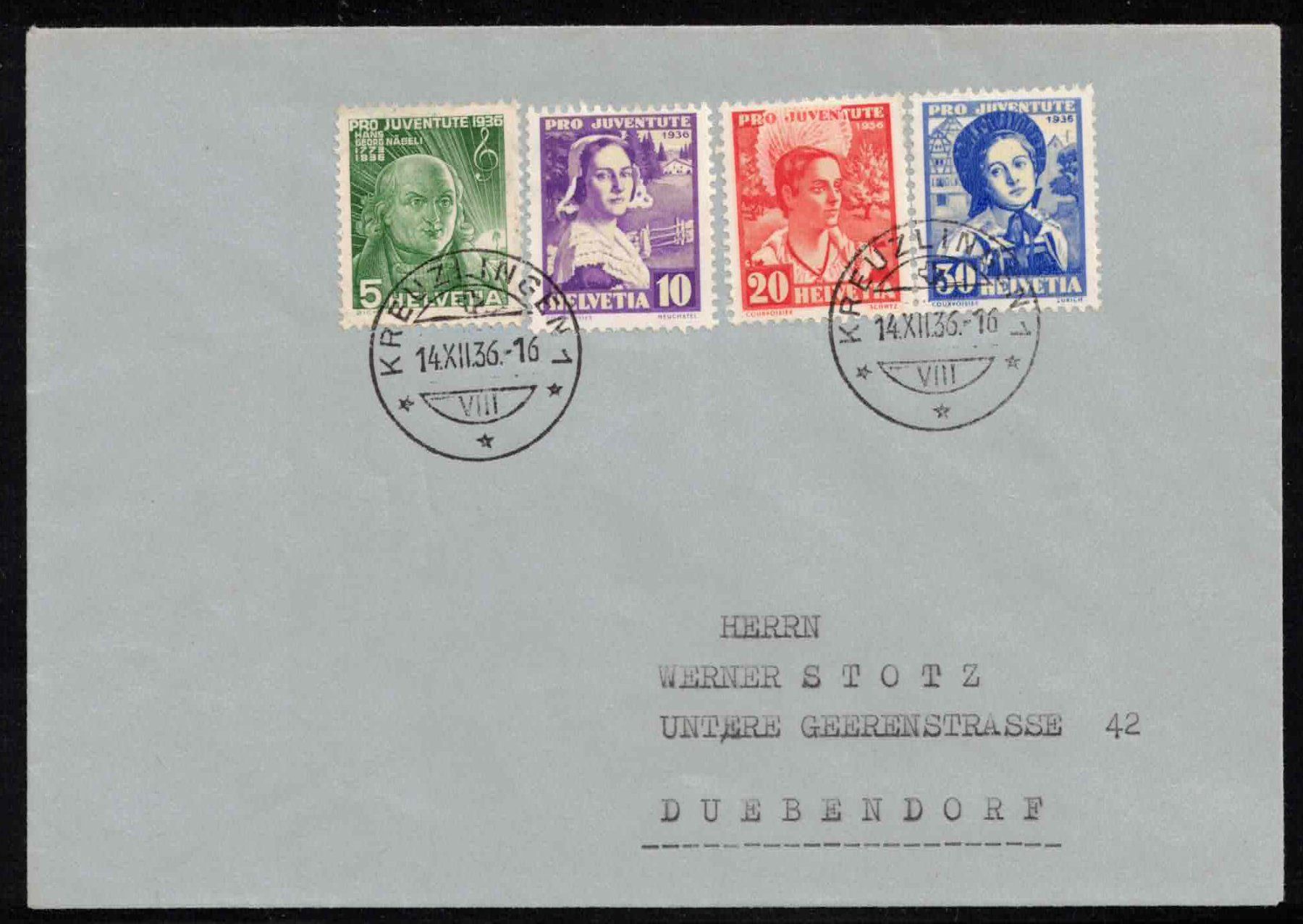 Tutti i francobolli: Pro Juventute 1936 Satzbrief – Nuovo (secondo la descrizione) da Nuglar venduto da Stamp88