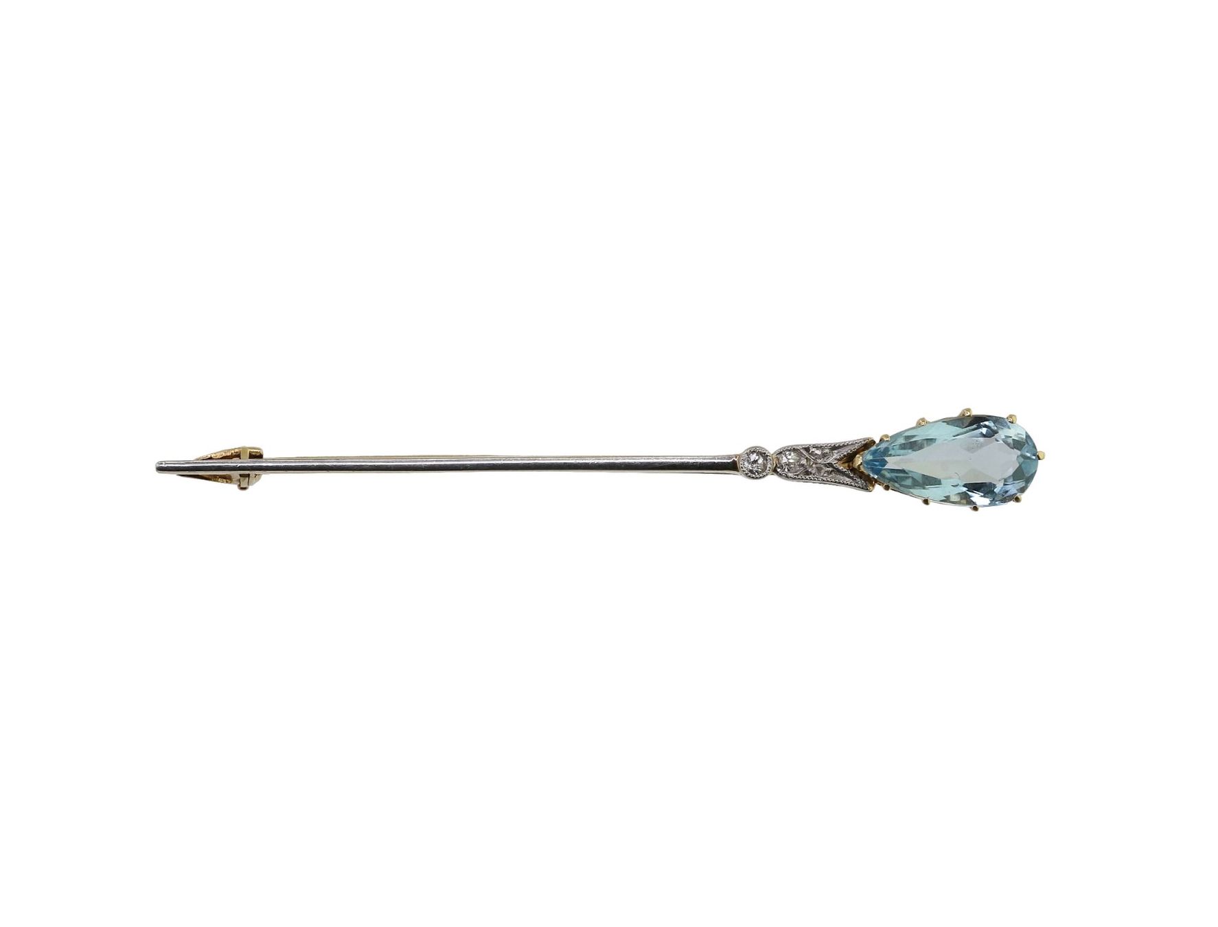 Spille & Fermagli: Aquamarin Diamant Brosche – Usato da Zürich venduto da Vintage-Jewellery 2