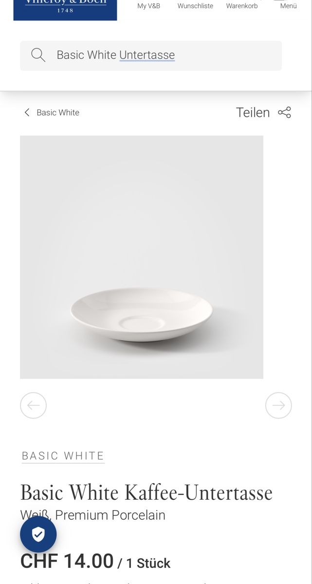 Villeroy & Boch Services de table: Villeroy & Boch Basic White Kaffeetasse mit Untertasse – Neuf avec emballage d'origine à Münchenbuchsee par ana_6vx7 3