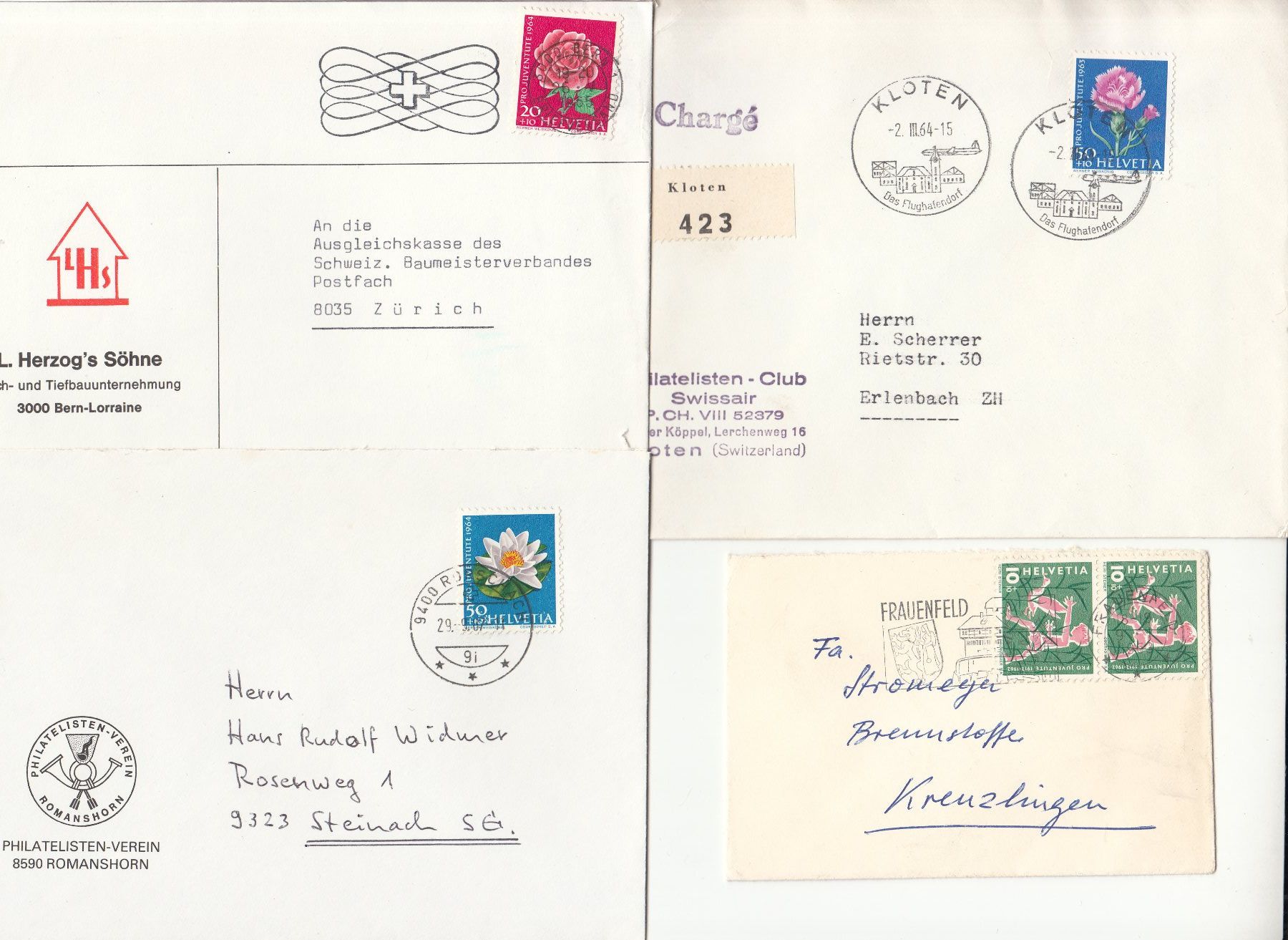 Alle Briefmarken: Pro Juventute 34 Bedarfsbriefe 1960 - 1969 – Gebraucht aus Bürglen TG von StampGraf 3