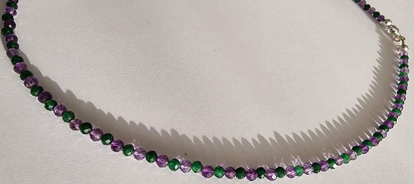 Ketten: Halskette Jade & Amethyst 47cm. Ø 3mm. – Neu und originalverpackt aus Zetzwil von Sonneblueme987