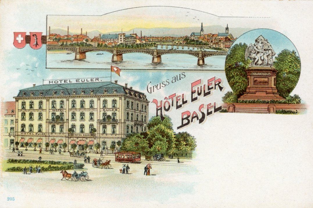 Ansichtskarten: Basel  BS   mit Hôtel EULER       ca. 1900 – Gebraucht aus Brig von Valcards54
