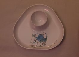Coquetier Schtroumpf vintage Plastorex melamine France! 1964