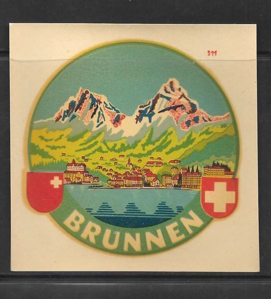 Cartoline postali: Alter Kofferaufkleber Brunnen – Usato da Olten venduto da clotaldi