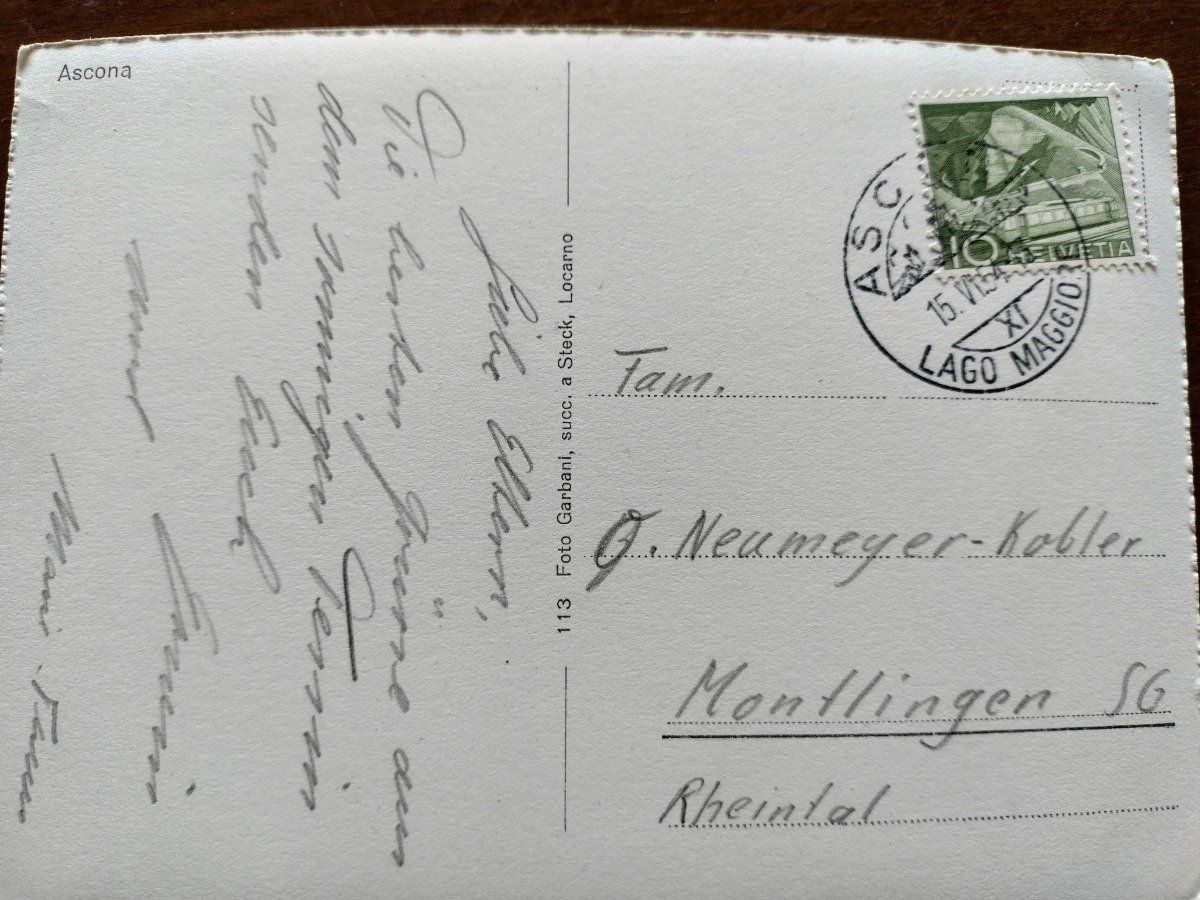 Cartoline postali: Ansichtskarte Ascona 1954 – Usato da Wildhaus venduto da Hukwildhaus 2